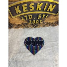 Keskin Aksesuar Kalp Figürlü Renkli Siyah Taşlı Yapıştırma Aplike Ütü Ile Yapıştırma- Kıyafet Süsleme