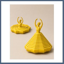 Bezos 3D Baskı Balerin Figürlü Fidget Oyuncak - Hareketli Optik Illüzyon Masa Dekoru-Sarı BZS10
