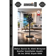 Armoris Delux Serisi Ev Aleti Bireysel Konfor Vantilatör Ayaklı 16 Inc SF02 Siyah 60W