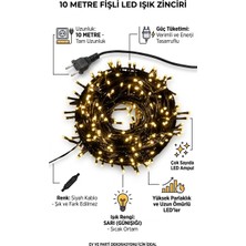 Kamptek Kamp Teknolojisi 10 Metre Fişli LED Işık Zinciri - Günışığı Sarı LED Dekoratif Aydınlatma (Siyah Kablo)
