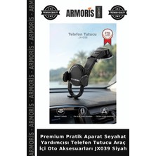 Armoris Premium Pratik Aparat Seyahat Yardımcısı Telefon Tutucu Araç Içi Oto Aksesuarları JX039 Siyah