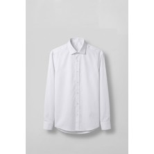 Abluka Online Erkek Slim Fit Pamuk Klasik Yaka Uzun Kollu Gömlek Beyaz
