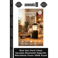 Armoris Özel Seri Parti Cihaz Karaoke Bluetooth Hoparlör Mikrofonlu Fener SD08 Siyah