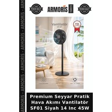 Armoris Premium Seyyar Pratik Hava Akımı Vantilatör SF01 Siyah 14 Inc 45W