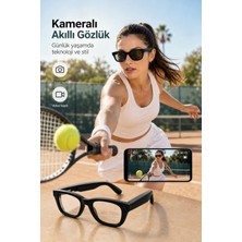 Mossem Kameralı Smart Gözlük Siyah Akıllı Güneş Gözlüğü Teknolojik Tasarım