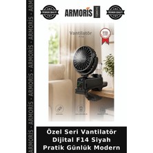 Armoris Özel Seri Vantilatör Dijital F14 Siyah Pratik Günlük Modern