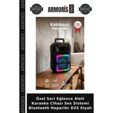 Armoris Özel Seri Eğlence Aleti Karaoke Cihazı Ses Sistemi Bluetooth Hoparlör D25 Siyah