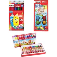 Tr Öğrenci Boya Seti 3'lü, Kuru-Sulu-Pastel Boya, Renkli