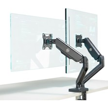 Tr STD46024E 17-32 Ikili Ergonomik Amortisörlü Monitör Kolu, Geniş Eğim (+90°), 360 Pivot Ves