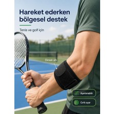 Mossem Dirsek Altı Ayarlanabilir Epikondilit Bandı Tenis Golf Sporcu Desteği Siyah