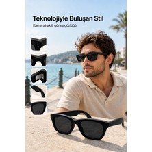 Mossem Kameralı Akıllı Güneş Gözlüğü Siyah Şık Tasarım Smart Glasses
