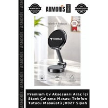Armoris Premium Ev Aksesuarı Araç Içi Stant Çalışma Masası Telefon Tutucu Masaüstü JX027 Siyah