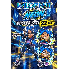 Star Figür Valorant Neon Sticker Seti 22 Adet | Oyun Temalı Çıkartma Paketi