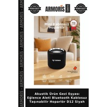 Armoris Akustik Ürün Gezi Eşyası Eğlence Aleti Bluetooth Kablosuz Taşınabilir Hoparlör D12 Siyah