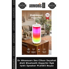 Armoris Ev Aksesuarı Ses Cihazı Seyahat Aleti Bluetooth Hoparlör Rgb Işıklı Speaker Pluse5 Beyaz