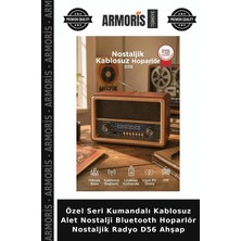 Armoris Özel Seri Kumandalı Kablosuz Alet Nostalji Bluetooth Hoparlör Nostaljik Radyo D56 Ahşap