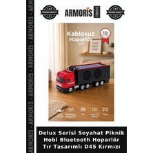 Armoris Delux Serisi Seyahat Piknik Hobi Bluetooth Hoparlör Tır Tasarımlı D45 Kırmızı