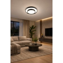 Markatech Maldiv Siyah Modern 2 Katlı Plafonyer Kumandalı Dimmerli 3 Renk Ledli Avize - Çap 40 cm