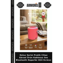 Armoris Delux Serisi Pratik Cihaz Görsel Ürün Kablosuz Ses Bluetooth Hoparlör D24 Kırmızı