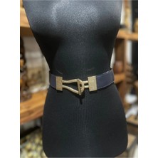 Keskin Aksesuar Minimal Gold Takılı Tokalı Lastik Kemer