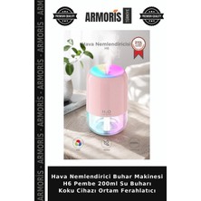 Armoris Hava Nemlendirici Buhar Makinesi H6 Pembe 200ML Su Buharı Koku Cihazı Ortam Ferahlatıcı