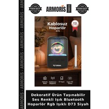 Armoris Dekoratif Ürün Taşınabilir Ses Renkli Işık Bluetooth Hoparlör Rgb Işıklı D73 Siyah