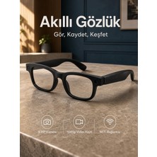 Mossem Akıllı Gözlük 8 Mp Kameralı 1080P Video Kayıt Wifi Bağlantılı Çift Mikrofonlu Gürültü Engelleme Öze
