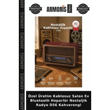 Armoris Özel Üretim Kablosuz Salon Ev Bluetooth Hoparlör Nostaljik Radyo D56 Kahverengi