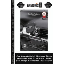 Armoris Cep Aparatı Mobil Aksesuar Sürüş Aksesuarı Araç Içi Telefon Tutucu Çok Amaçlı Car Holder JX016 Siyah