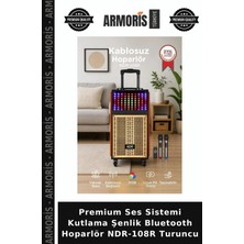 Armoris Premium Ses Sistemi Kutlama Şenlik Bluetooth Hoparlör NDR-108R Turuncu