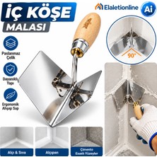 Kristal Iç Köşe Malası 90° Paslanmaz Çelik Ahşap Saplı Alçı Sıva ve Alçıpan Köşe Düzeltme Malası