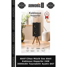 Armoris Aktif Cihaz Müzik Ses Aleti Kablosuz Hoparlör 24W 3000MAH Taşınabilir Ayaklı D67