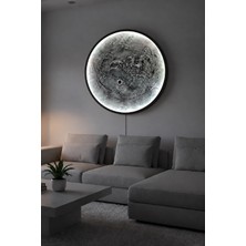 Woodnity El Yapımı Ay Tablo - 40 cm LED Aydınlatmalı Rgb Bluetooth Telefon Kontrollü Dekoratif Ahşap Tablo