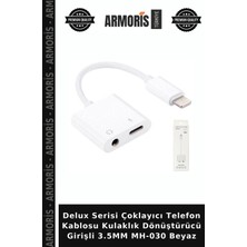Armoris Delux Serisi Çoklayıcı Telefon Kablosu Kulaklık Dönüştürücü Girişli 3.5mm MH-030 Beyaz