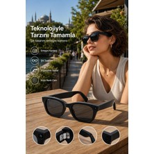 Mossem Kameralı Akıllı Güneş Gözlüğü Smart Glasses Modern Siyah