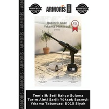Armoris Temizlik Seti Bahçe Sulama Tarım Aleti Şarjlı Yüksek Basınçlı Yıkama Tabancası D015 Siyah