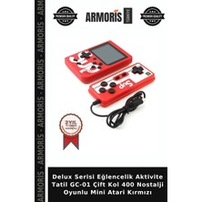 Armoris Delux Serisi Eğlencelik Aktivite Tatil Gc-01 Çift Kol 400 Nostalji Oyunlu Mini Atari Kırmızı