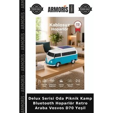 Armoris Delux Serisi Oda Piknik Kamp Bluetooth Hoparlör Retro Araba Vosvos D70 Yeşil