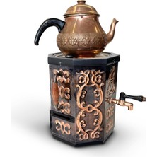 Tr Nostaljik Jelli Bakır Işlemeli Çay Semaveri - 3 Litre (Bakır Demlik Hediyeli)
