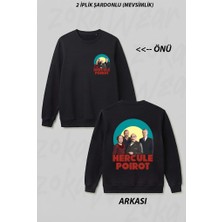 Zoka Wear Detective Hercule Poirot With Miss Lemon Ön Arka Baskılı Bisiklet Yaka Sweatshirt
