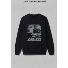 Zoka Wear Dawn Of The Dead Siya Ön Baskılı Bisiklet Yaka Sweatshirt