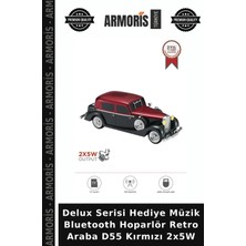 Armoris Delux Serisi Hediye Müzik Bluetooth Hoparlör Retro Araba D55 Kırmızı 2X5W
