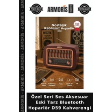 Armoris Özel Seri Ses Aksesuar Eski Tarz Bluetooth Hoparlör D59 Kahverengi