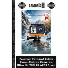 Armoris Premium Fotoğraf Çekim Ekran Aksiyon Kamerası Ultra Hd Wifi 4K AC03 Siyah