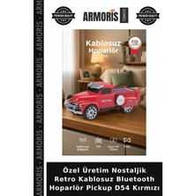 Armoris Özel Üretim Nostaljik Retro Kablosuz Bluetooth Hoparlör Pickup D54 Kırmızı