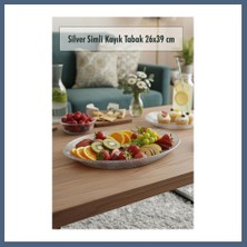 Bezos Silver Simli Büyük Kayık Tabak Sunum & Servis Tabağı - 26,5 x 39,5 cm BZS10