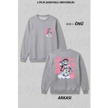 Zoka Wear Demon Slayer Akaza Ozel Tasarim Ön Arka Baskılı Bisiklet Yaka Sweatshirt