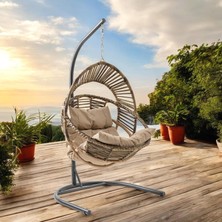 Tr Nobel Tekli Rattan Bahçe Balkon Salıncağı Açık Kahve