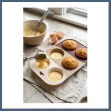Bezos Kahve Rengi 6?lı Silikon Kek ve Çikolata Kalıbı & Muffin Kabı Pişirme Gereci 16X25 cm BZS10