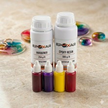 Tr 750G Şeffaf Epoksi Reçine + 4'lü Pigment Seti (Men, Sarı, Kır, Mor)